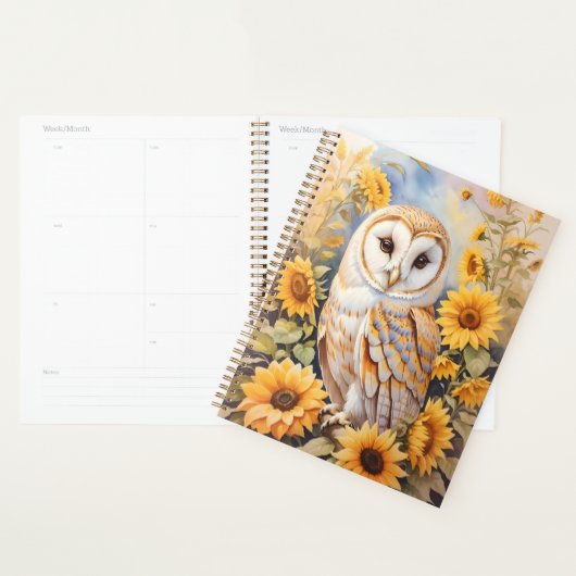 Mooie schuur uil en zonnebloemen planner (Display)