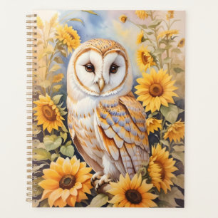 Mooie schuur uil en zonnebloemen planner