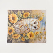 Mooie schuur uil en zonnebloemen wandkleed (Voorkant (horizontaal))