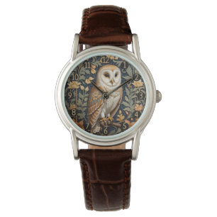 Mooie  schuur uil William Morris geïnspireerd Horloge