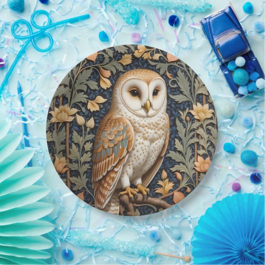 Mooie schuur uil William Morris geïnspireerd Papieren Bordje (Feest)