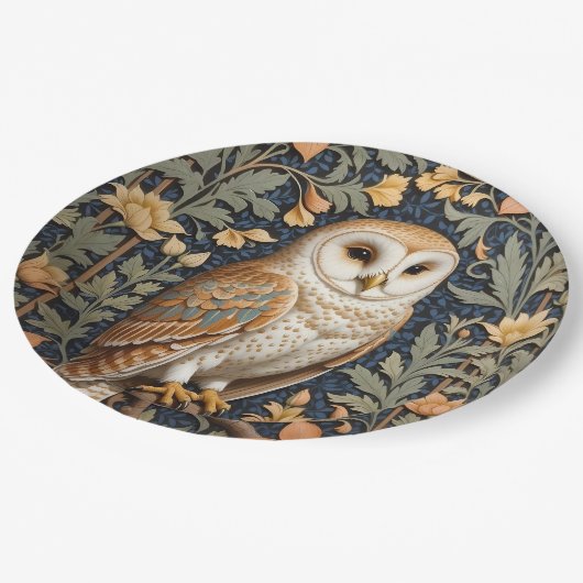 Mooie schuur uil William Morris geïnspireerd Papieren Bordje (Gekanteld)