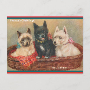 Mooie Scottie Dogs  Painting Holiday Briefkaart