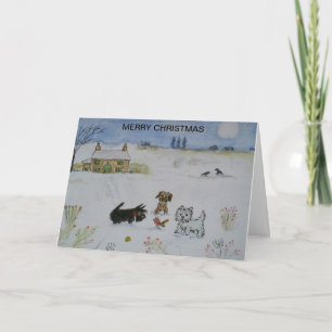 Mooie Scottie hond Westie Terrier Kerst Kaart