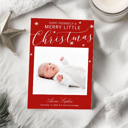 Mooie Script Foto Kerst Geboorte Aankondiging