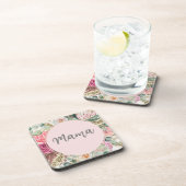 Mooie script mama's mooie bloemen voor moeder bier onderzetter (Rechterzijde)
