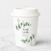 Mooie scriptemalyptusbladbruiloft papieren bekers (Achterkant)