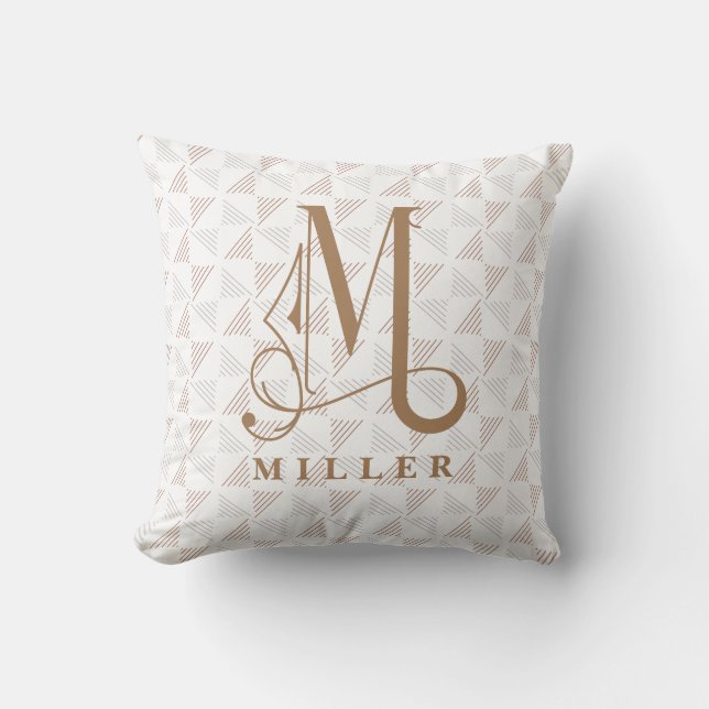 Mooie Scroll Monogram M Modern LIne Kussen (Voorkant)