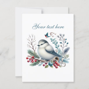 Mooie seizoensgebonden wintervogel voeg tekst toe briefkaart