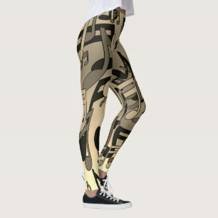 Mooie Sepia van de Muziek Levendige Muzieknoten Leggings