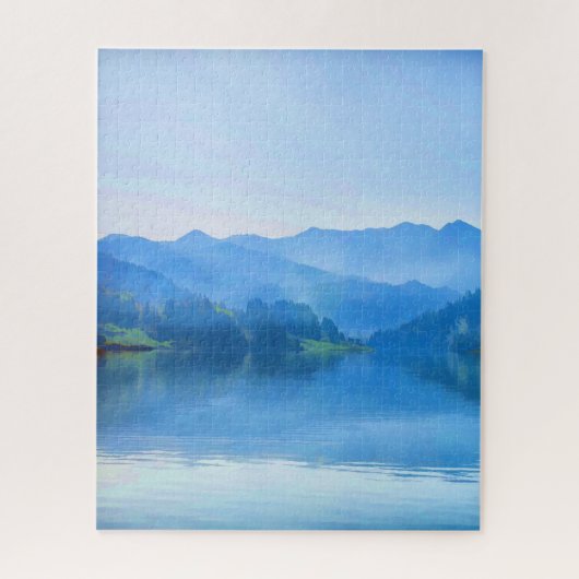 Mooie Serene Lake Reflection Misty Morning Legpuzzel (Verticaal)