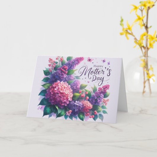 Mooie Sering Moederdag Bloemen "Mama"  Kaart (Gele Bloem)