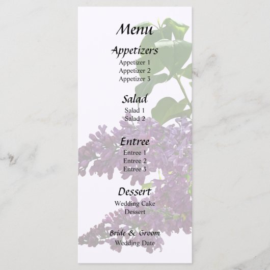 Mooie Seringen Menu (Voorkant)