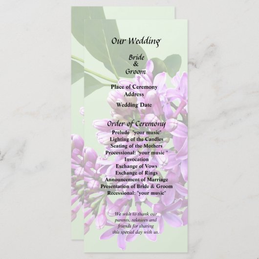 Mooie Seringen Programma (Voorkant / Achterkant)