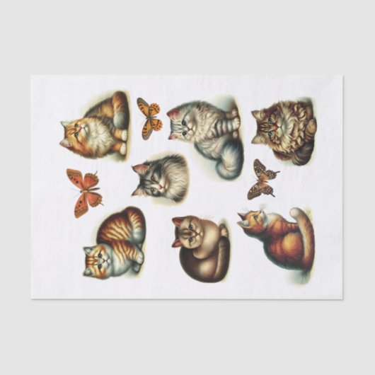 Mooie set van katten en vlinders Fussy Cuts Tissuepapier (Voorkant)