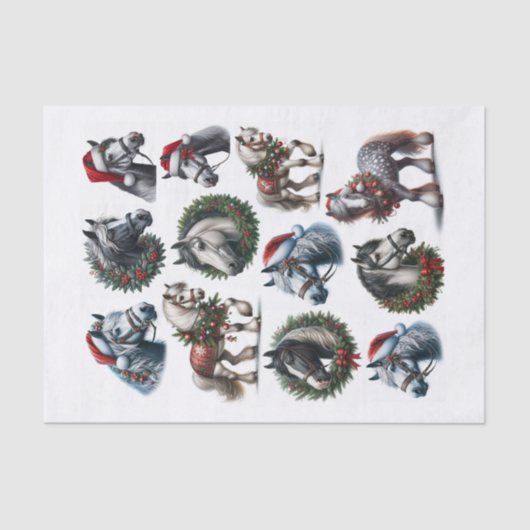 Mooie Set van Kerst Paard Fussy Cuts Set 1 Tissuepapier (Voorkant)