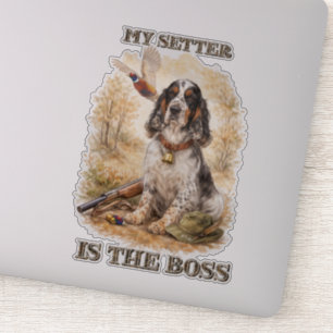Mooie Setter met Fazanten, Kunst Sticker
