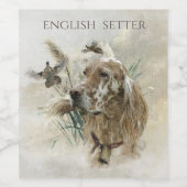 Mooie Setter met fazanten , Kunst Wijn Etiket (Enkel label)