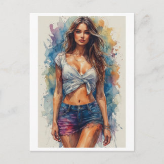 Mooie sexy ontwerp vrouw op een feestdagenkaart