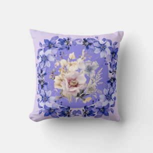 Mooie Shabby Chic Blauwe & Roze Bloementuin Kussen