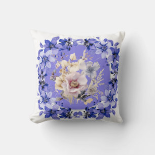 Mooie Shabby Chic Blauwe & Roze Bloementuin Kussen
