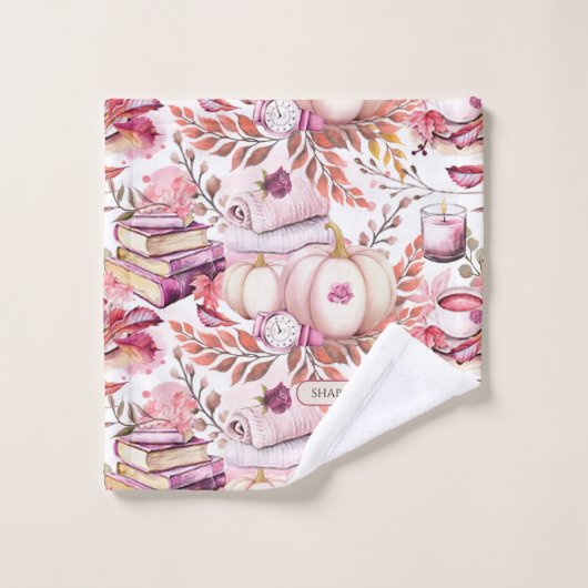 Mooie Shabby Chick Herfst Patroon Bad Handdoek (Wasdoekje)