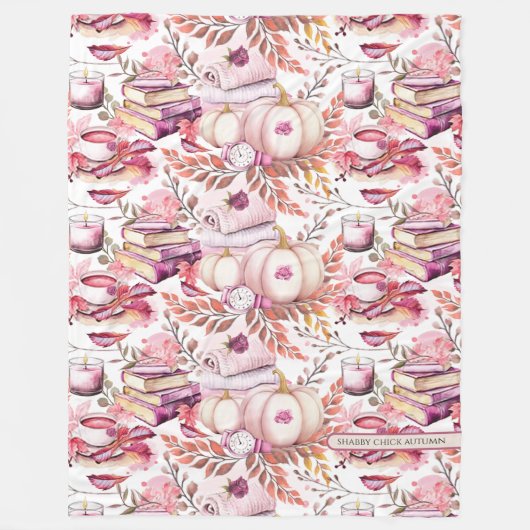 Mooie Shabby Chick Herfst Patroon Fleece Deken (Voorkant)