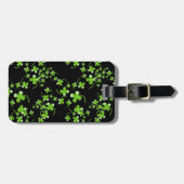 Mooie Shamrock-patroon, groen op zwart accessoire Bagagelabel (Voorkant horizontaal)