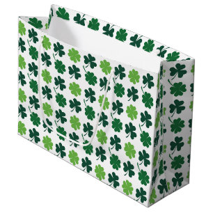 Mooie shamrocks en vierbladige klavers tegelpatroo groot cadeauzakje