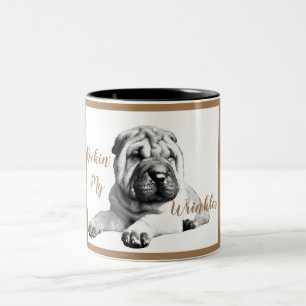 Mooie Shar Pei "Mijn Rimpels Roken" Koffiemok Tweekleurige Koffiemok