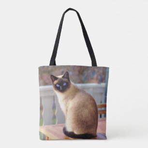 Mooie Siamese kat met blauwe ogen Draagtas
