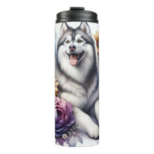 Mooie Siberische Husky hond Thermosbeker