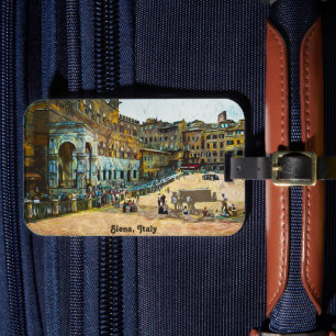 Mooie Siena Italië City olieverfschilderij Bagagelabel