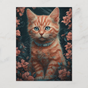 Mooie Sinaasappel Kleurige Kitten Briefkaart
