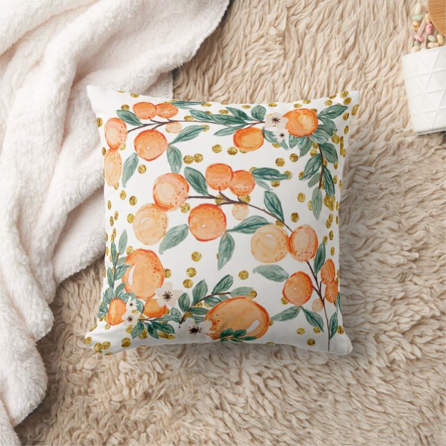 Mooie Sinaasappels Fruit Land Goud Glitter Wit Kussen (Deken)