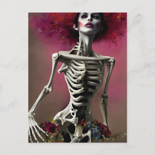 Mooie skeletvrouw briefkaart (Voorkant)