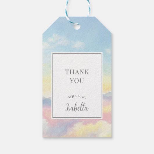 Mooie Sky and Clouds Baby shower Dank u Cadeaulabel (Achterkant)