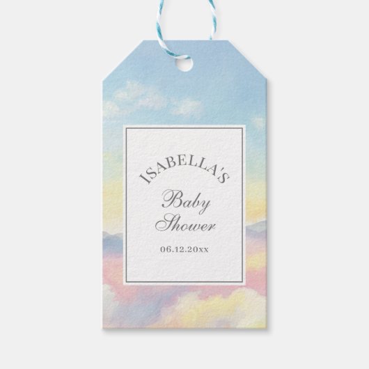 Mooie Sky and Clouds Baby shower Dank u Cadeaulabel (Voorkant)