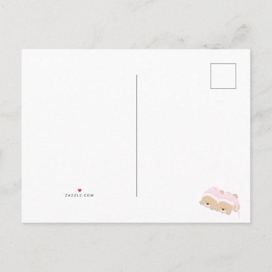 Mooie Slaande Teddibeer Tweeling Meisjes Shower Pe Uitnodiging Briefkaart (Achterkant)