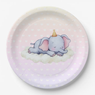 Mooie Slaap Olifant Baby Shower Papieren Borden Bordje