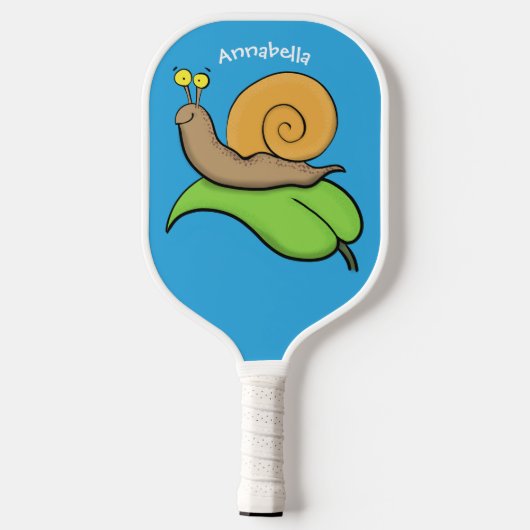 Mooie slak op een bladtekening van de cartoon pickleball paddle (Achterkant)