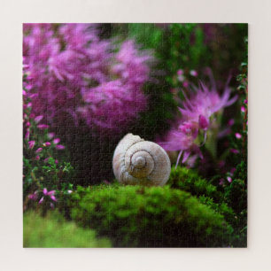 Mooie Slak Paarse Bloemen Natuur Legpuzzel