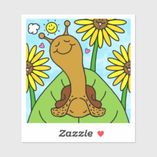 Mooie Slak Zomer Zonnebloem Tuin Chat  Sticker