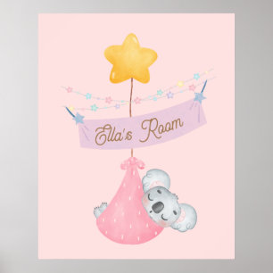 Mooie slapende koala gepersonaliseerde wandkunst poster