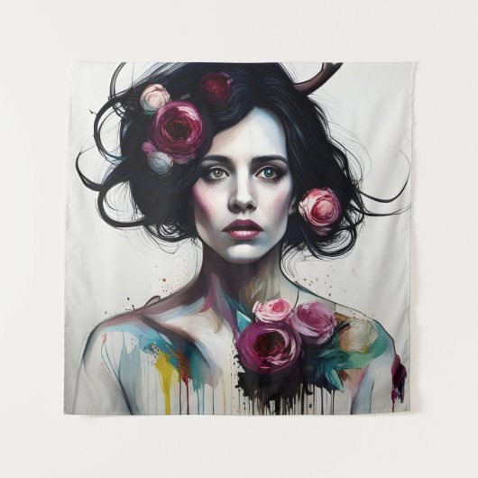 Mooie slordige vrouw  wandkleed (Voorkant)
