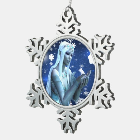 Mooie sneeuwkoningin tin sneeuwvlok ornament (Rechts)