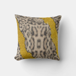 Mooie Sneeuwluipaard Leer Dierenprint & Glitter Kussen