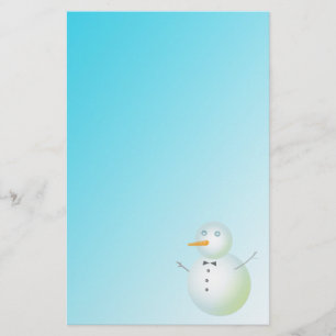 Mooie sneeuwman, blauw briefpapier