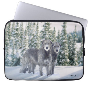 Mooie Sneeuwrijke Ierse Wolfshond scene Laptop Sleeve