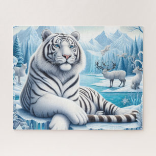 Mooie Sneeuwwitte Tijger Legpuzzel